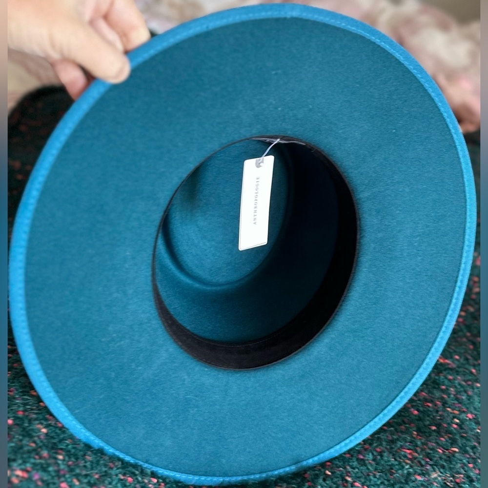 ‼️RARE‼️🎸WYETH🎸🔥NWT🔥Teal Wide Brim Hat with Black Band - Picture 16 of 16